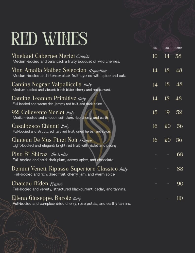 seasons drinks menu