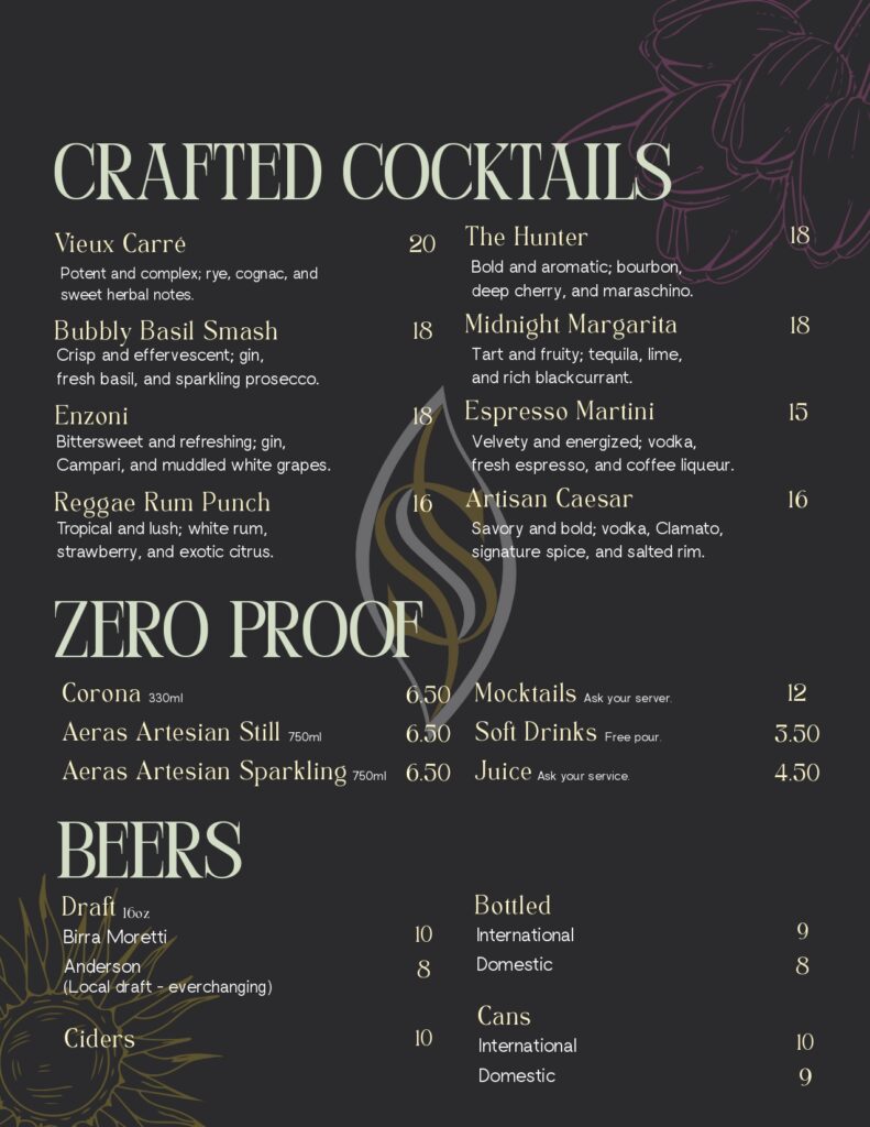 seasons drinks menu